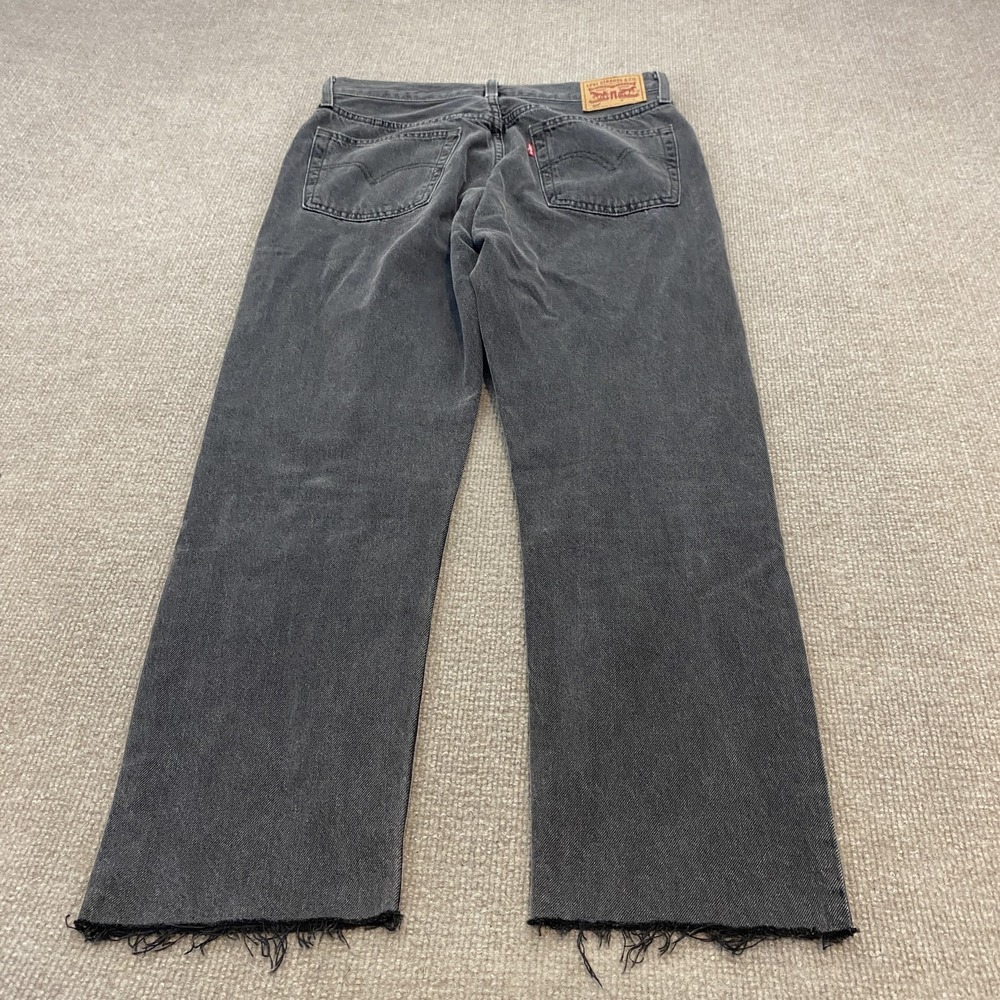 Levis 501 Jeans Womens 28 Gray Charcoal Wash Straight Distressed Denim Pants - Picture 3 of 12